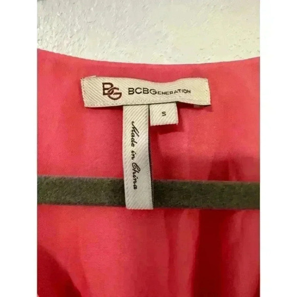 BCBGeneration Dress Womens Small Pink A Line Polka Dots V Neck Cocktail - Picture 2 of 4